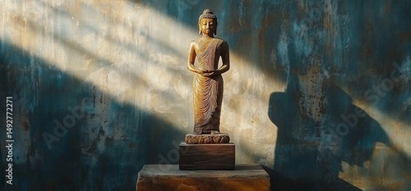 Fototapeta Buddha statue in a rustic interior