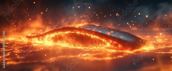 Fototapeta Burning computer mouse on lava