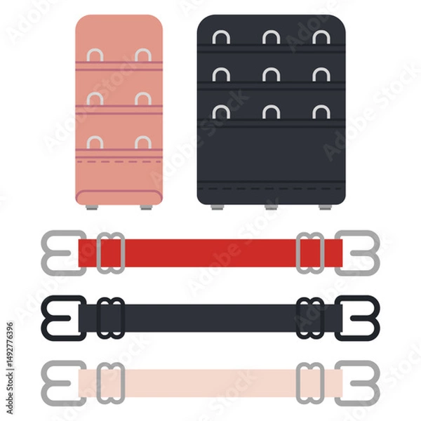 Fototapeta Bra extenders vector cartoon set isolated on a white background.