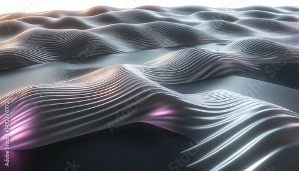 Obraz Iridescent Mercury Ripple, A sleek abstract background with iridescent mercury ripples in silver and violet, 