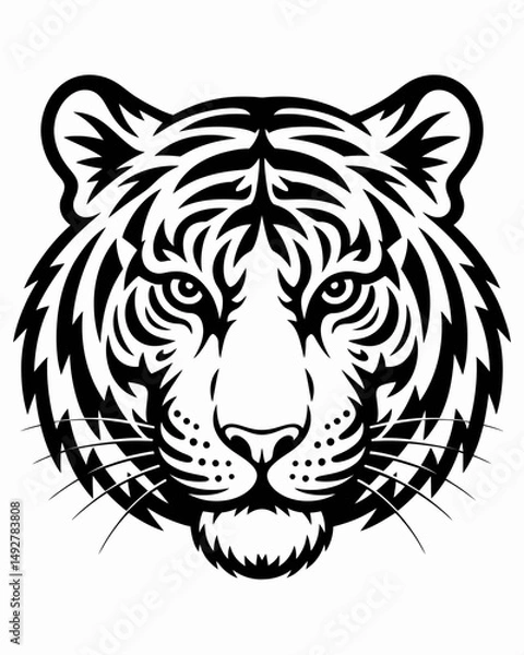 Fototapeta Vector tiger head, face for retro logos, emblems, badges, labels template and t-shirt vintage design element. Isolated on white background