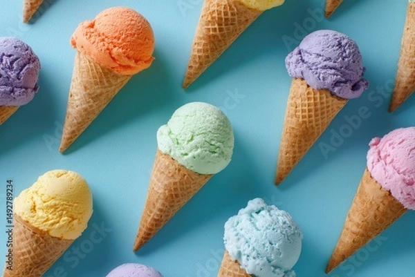 Obraz Pastel Ice Cream Cones: A Delightful Summer Treat