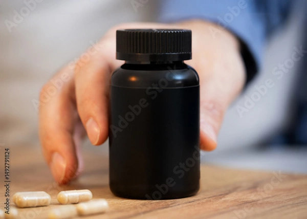 Fototapeta Exploring daily wellness routines with dietary supplements and vitamins for better health