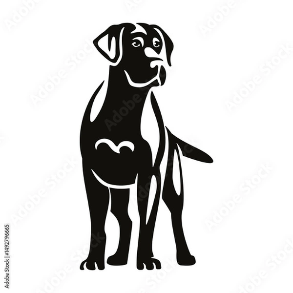 Obraz Labrador Retriever silhouette icon. Standing dog black logo illustration	