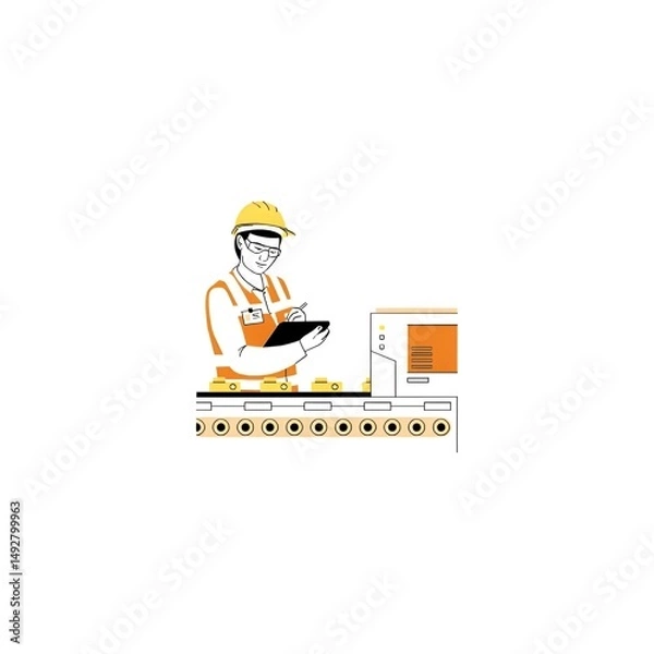 Fototapeta man working on computer