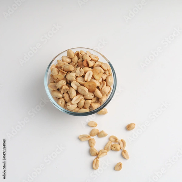 Obraz Fried peanut in a glass bowl