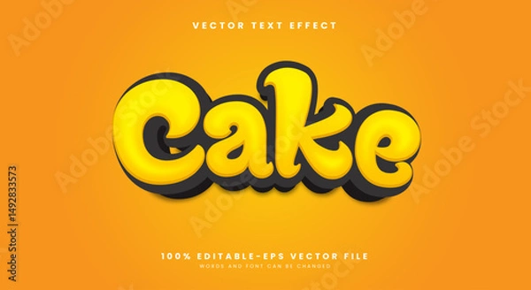 Fototapeta Cake Snack Style 3d editable Text effect Template