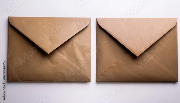 Fototapeta two brown envelope on a white background