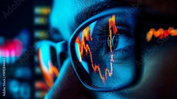 Fototapeta The intersection of technology and finance in an investor's world. 