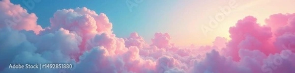 Fototapeta Swirling pastel rainbow clouds, ethereal and bright , soft, spectrum