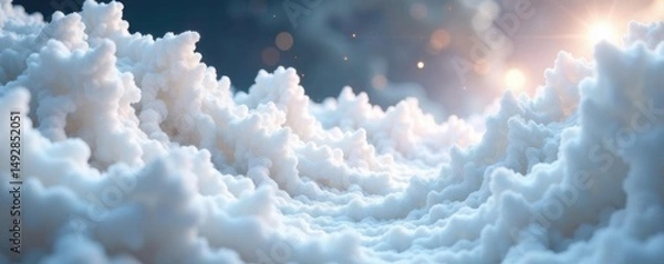 Fototapeta Swirling white forms, layered depth, ethereal feel, abstract background, wave, graphics