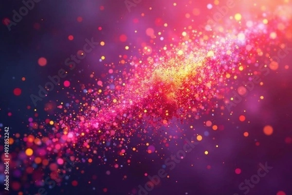 Fototapeta Symmetrical sprinkle explosion, vibrant hues on pink, explosion, festive