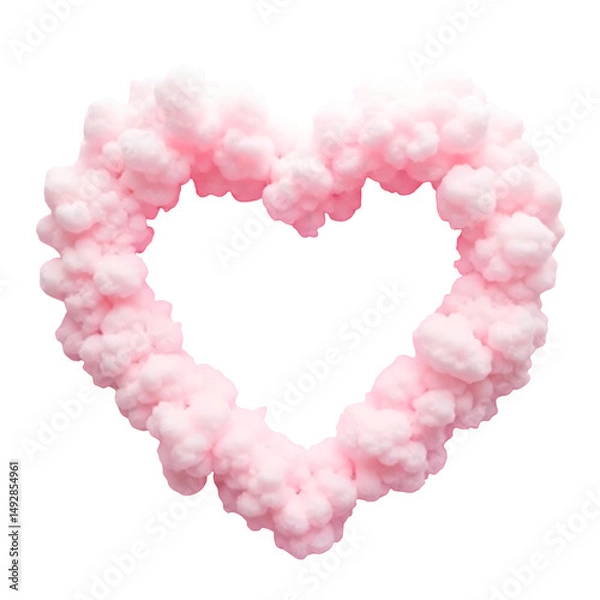 Fototapeta Pink pastel heart shaped clouds isolated on background