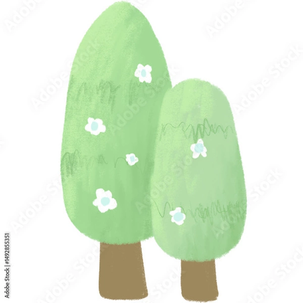 Obraz Two minimalist trees in a drawing style