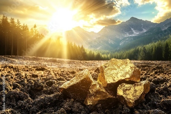 Obraz Destruction of beauty: how gold mining affects nature.