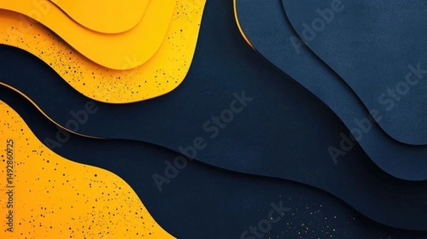 Obraz abstract background with yellow and blue wavy layers and speckled texture