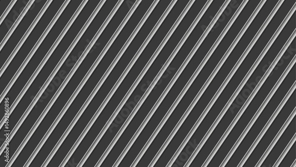 Fototapeta An abstract metal striped background. A 3d gray stripe texture. A gray lined wallpaper backdrop.