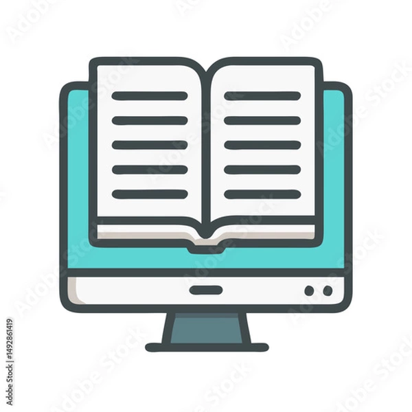 Obraz Open book appearing on a computer screen icon