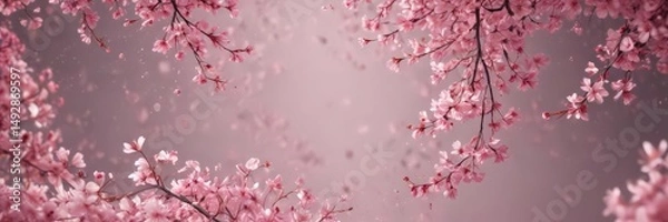 Fototapeta Abstract pink sakura petals swirl, ethereal background  ,  light,  swirl