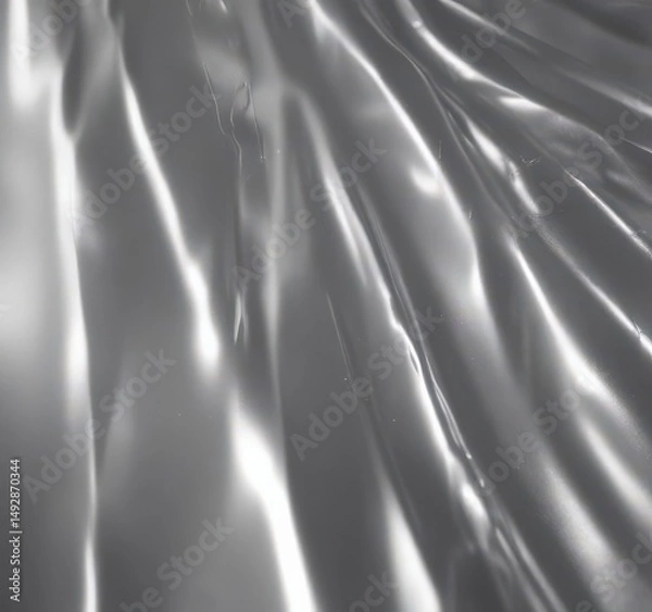 Fototapeta Gleaming silver foil, deep creases, opulent metallic sheen,  chrome,  upscale,  metal