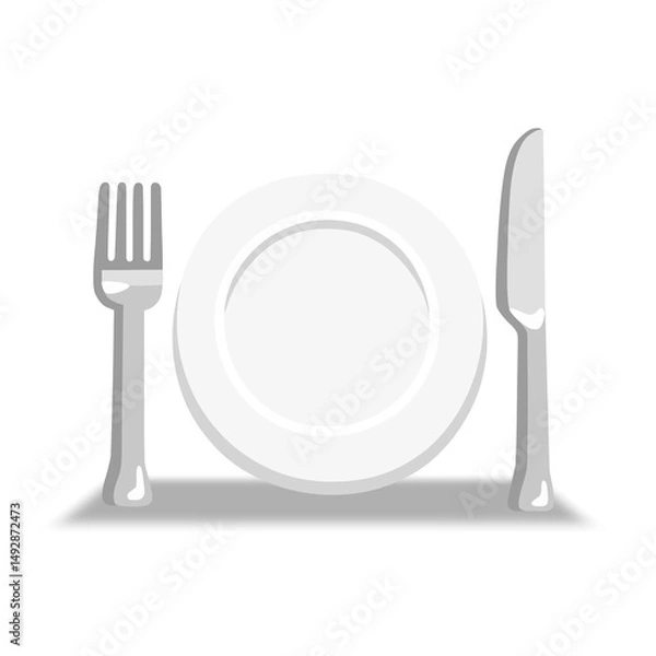 Obraz fork and knife on plate