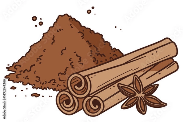 Fototapeta 64 a pile of ground cinnamon powder, detailed, high resolution, macro shot, photorealistic
