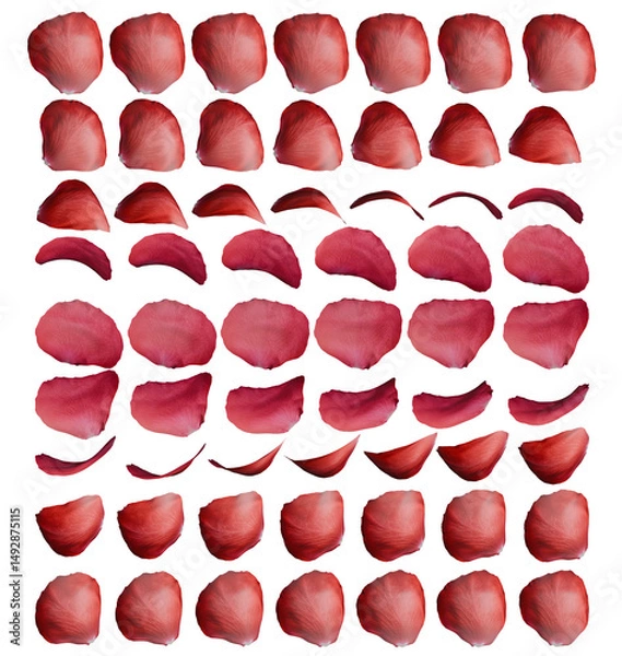 Obraz Red Rose Petal 3d Rotation Sequence with Transparency