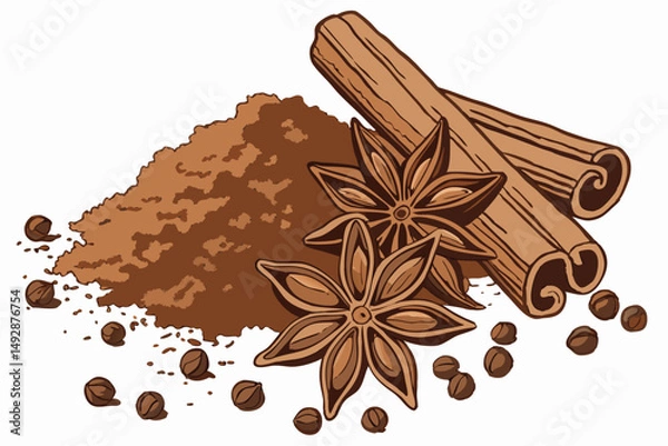 Fototapeta 64 a pile of ground cinnamon powder, detailed, high resolution, macro shot, photorealistic