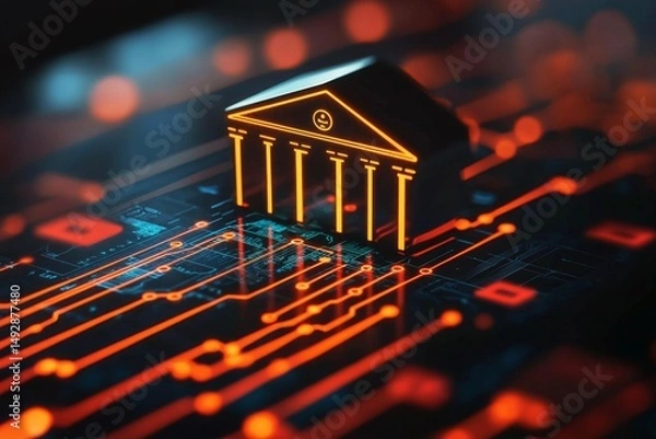 Fototapeta Innovations in online banking and data protection.