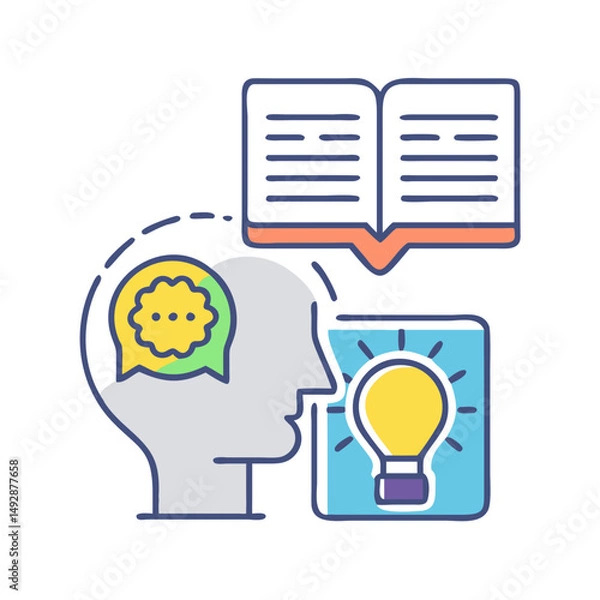 Fototapeta Knowledge ideas and development process shown on a White Background