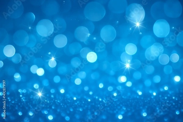 Obraz Sparkling Blue Bokeh Background with Glimmering Lights Creating a Dreamlike Atmosphere