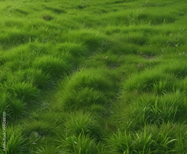 Fototapeta Bright green grass patch, smooth surface, studio shot ,  spring,  vibrant