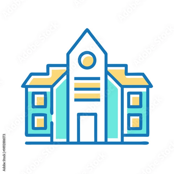 Obraz Colorful flat vector icon depicting education building architecture design