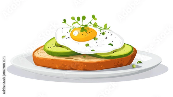 Fototapeta Avocado toast with poached egg a delicious 