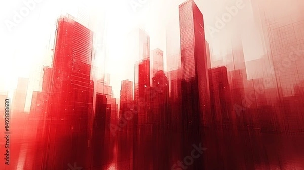 Fototapeta Red cityscape high resolution photo modern architecture