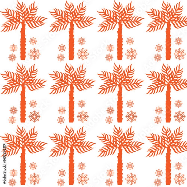 Fototapeta Mobile  Summer  seamless pattern tropical  palm tree modern vector summer  geometric print for wallpaper, textile design , repeat background .