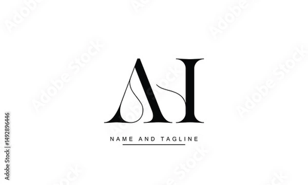 Fototapeta AH, HA Abstract Letters Logo Monogram