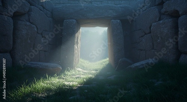 Obraz Stone archway with light and grass