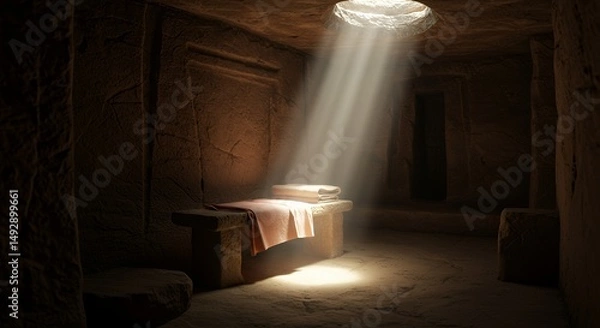 Obraz Empty Tomb with Light Streaming In