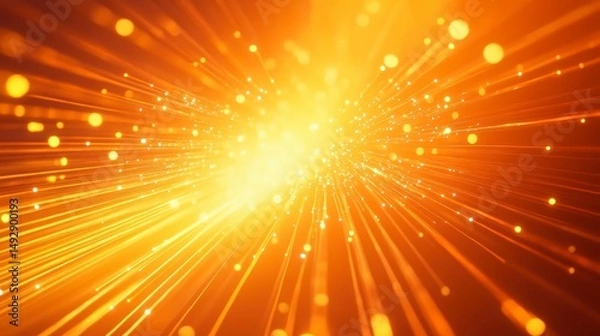 Fototapeta Abstract orange light burst with sparkles and glowing particles.