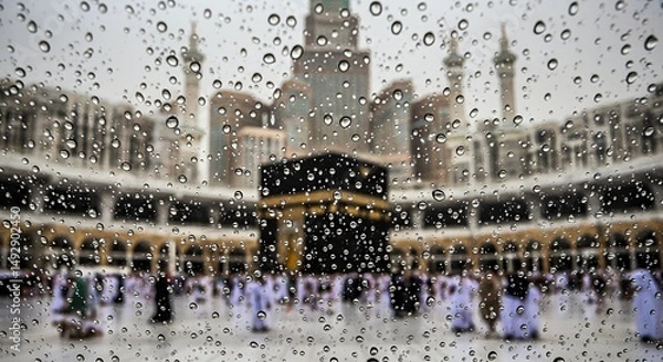 Obraz Kaaba in Mecca Behind Raindrops