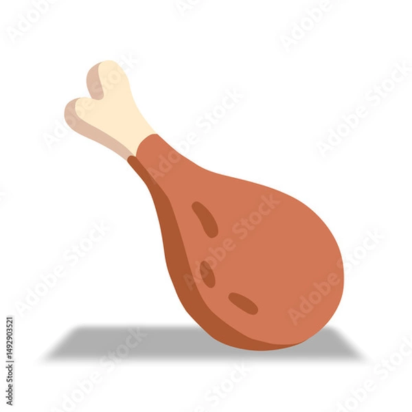 Obraz Simple illustration of a roasted chicken drumstick.