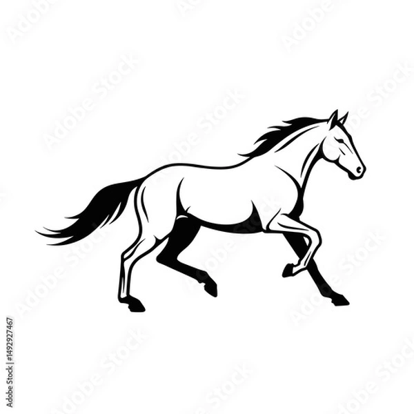 Fototapeta Collection of dynamic horse profile icons.