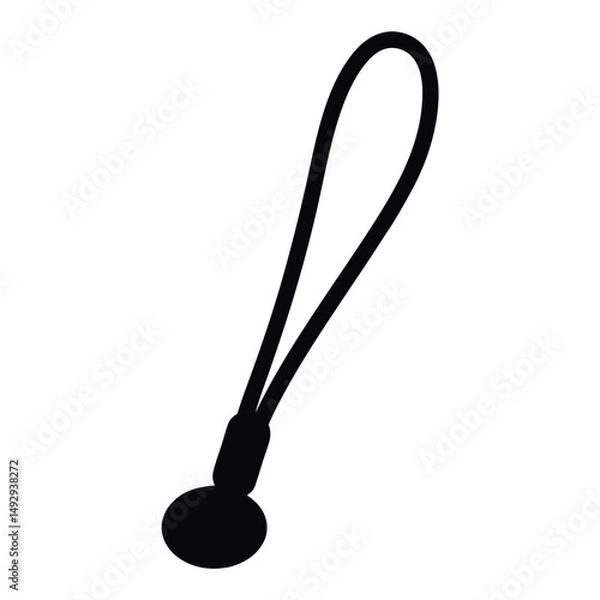 Obraz Simple Black Cell Phone Charm or Decorative Lanyard Isolated on White