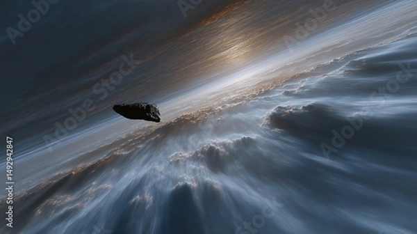 Fototapeta Asteroid Shadows Falling on a Gas Giant in Deep Space