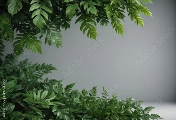 Fototapeta Lush green leaves, perfect isolation, studio shot,  minimal,  macro,  plant