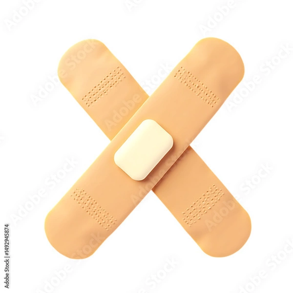 Fototapeta Two Bandages Crossed in an X Shape on transparent background