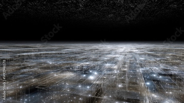 Fototapeta Dark Matter Simulation Across Invisible Spatial Matrix