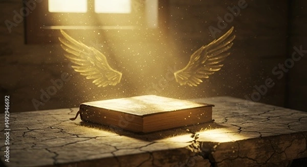 Obraz Old Book With Wings and Light