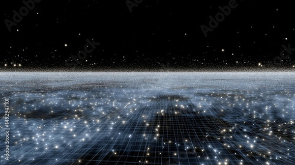 Fototapeta A field of floating number clusters simulating dark matter measurements